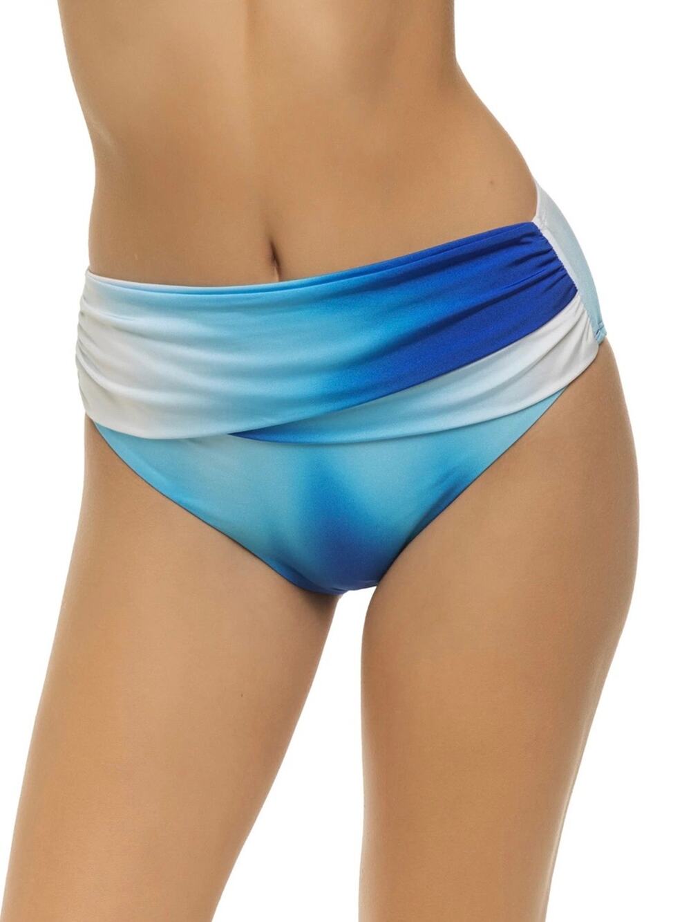 La Blanca Ombre Twist Sash High Waist Bikini Bottom 14 Sapphire NWT